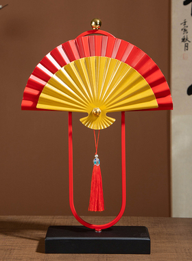新中式摆件客厅桌面玄关电视柜家居装饰品创意扇子乔迁新居之礼品
