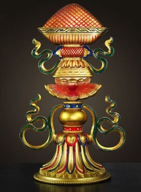 八瑞摆件铜制彩绘家用工艺用具办公玄关用品桌面摆件 7.5寸