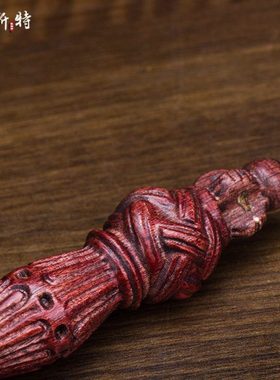 白杨木普巴橛 家用摆件佛具用品供具手工宝杵摆件供具 带底座摆件