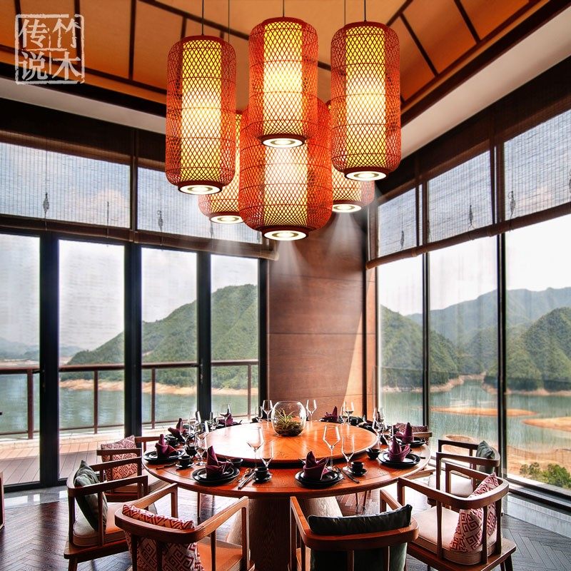 餐饮竹编大红灯笼古典中式茶楼饭店餐馆鸟笼灯具饭店卡座竹灯,淘宝优惠券,粉丝福利购,淘宝优惠卷