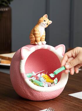 慧心巧聚钥匙收纳摆件猫咪家居饰品卧室客厅桌面摆设新家玄关收纳