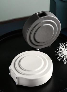 中式几何陶瓷花瓶摆件客厅桌面插花干花瓷器酒店家居板房软装摆设