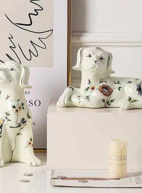 客庄陶瓷狗家居饰品陶瓷手绘狗家居饰品摆件陶瓷狗客厅陶瓷摆件