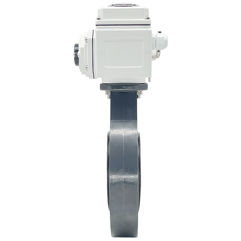 电动UPVC蝶阀D971-10S塑料开关执行器耐腐蚀酸碱对夹R阀门DN50-40 - 图1