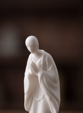 新中式无相佛小和尚陶瓷摆件禅意人物工艺品客厅书房博古架装饰品