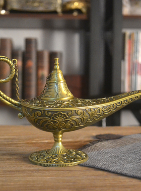 欧式家居饰品合金阿拉丁神灯客厅书房静物桌面酒店摆件生日小礼物