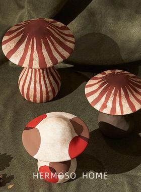 HERMOSO 现代艺术陶瓷蘑菇儿童房摆件客厅桌面酒柜装饰品玄关乔迁