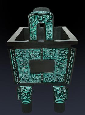 青铜器仿古摆件司母戊方鼎纯铜鼎摆件招财聚财古玩古董书房装饰品