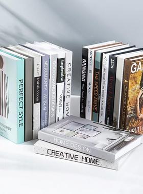 北欧简约风假书样板间客厅书房装饰摆件办公室书柜仿真书道具模型