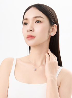 幻彩灵心爱心耳钉女925纯银轻奢