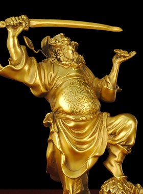 钟馗摆件纯铜持剑钟馗伏魔像天师钟馗吉祥赐福住宅W安宁北方补角