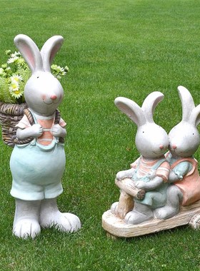 户外动物兔子花盆创意庭院花园布置幼儿园阳台造景院子装饰品摆件