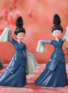 国潮只此青绿摆件可爱卡通创意手办公仔模型玩具装饰品车载摆件