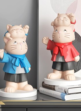 卡通猫咪公仔桌面摆件客厅玄关电视柜卧室床头创意装饰品生日礼物