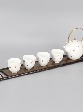 新中式创意禅意茶具托盘摆件酒店样板间客厅茶几茶室桌台软装饰品