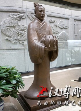 玻璃钢仿铜古代人物雕塑铸铜古代历史名人雕塑张衡地动仪人物定制