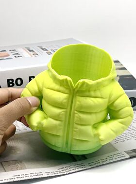 跨境3D打印羽绒服造型笔筒创意家居、办公室摆件爆款工厂直发