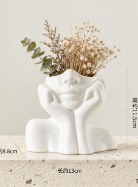 跨境双手捧脸花瓶笔筒摆件家居书房女学生办公桌面装饰品创意摆件