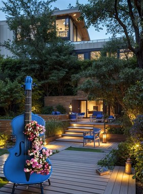 简约定制版限量创意摆件户w外庭院花园阳台落地大提琴落地摆件