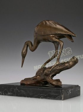 铜雕白鹭AL281书房办公室家居室内摆件软装家饰动物工艺礼品包邮