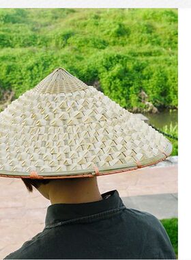 手工遮阳帽子竹编菠萝斗笠
