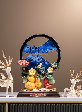 五福临门招财葫芦流沙画 画摆件新中式家居客厅玄关电视柜酒柜装