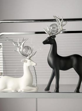 轻奢高档梅花鹿摆件家居客厅酒柜电视柜装饰品玄关桌面摆设礼物