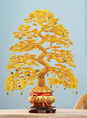 2025新款中式发财树摆件招财树铜丝铝线手工编织乔迁摇钱树装饰品
