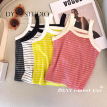 Girl Harnesses Vest 2023 Summer New Child Collision Casual Fashion Stripes Sleeveless Female Baby Blouse