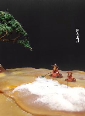 精品树脂古人物渔翁奇石山水盆景假山沙盘枯山水微景造景装饰