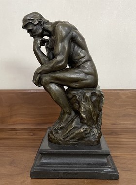 铜雕塑思想者思考者铜像摆件家居装饰品创意礼品客厅玄关书房摆设