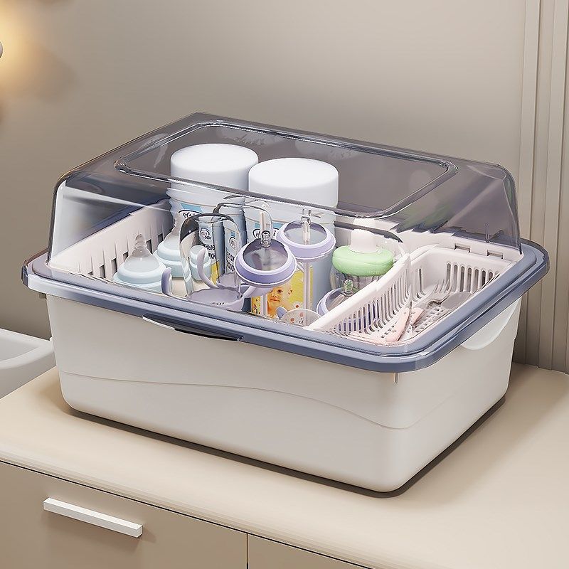带盖防尘奶瓶收纳箱沥水架宝宝餐具玩具收纳盒新生儿辅食婴儿用品,淘宝优惠券,粉丝福利购,淘宝优惠卷