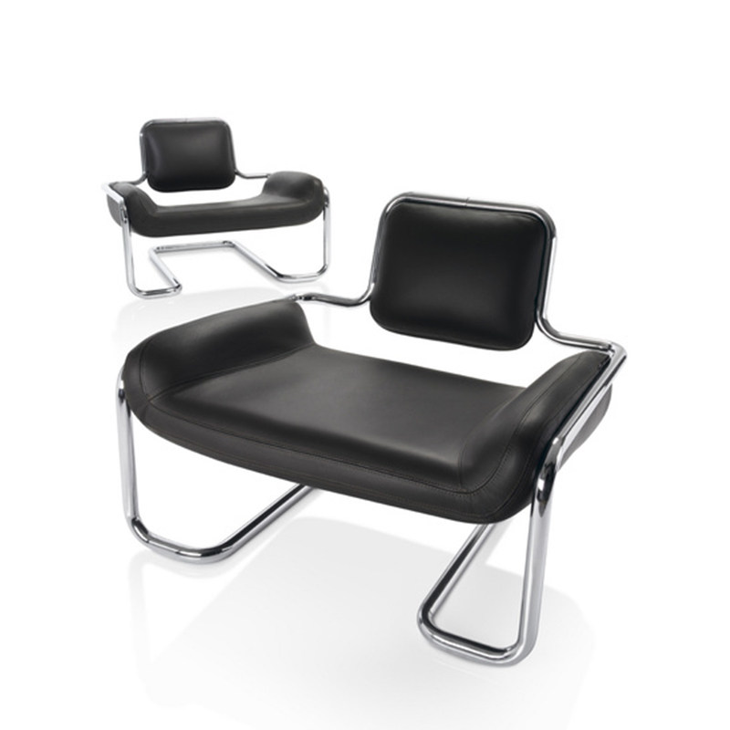 北欧设计师凸形椅五金皮艺弯管椅简约客厅阳台定制茶桌靠背接待椅,淘宝优惠券,粉丝福利购,淘宝优惠卷