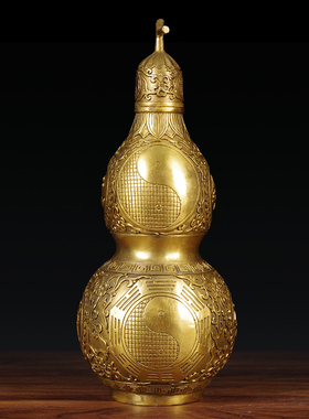 黄铜八卦葫芦摆件百福葫芦开盖空心大号客厅招财办公室玄关装饰品