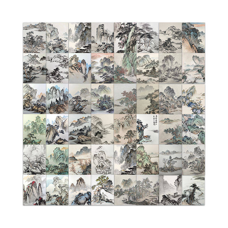62张手绘水墨画贴纸国画山水古风唯美高清手账笔记本装饰贴画防水,淘宝优惠券,粉丝福利购,淘宝优惠卷
