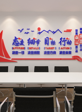 企业文化墙团队励志标语墙贴纸办公室墙面装饰公司会议室激励创意