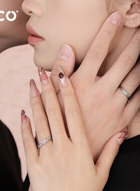 CCO心动爱恋对戒小众轻奢情侣款开口爱心戒指纪念日礼物送女友