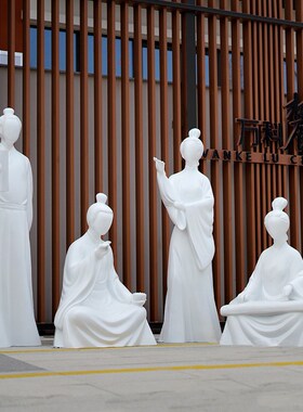 玻璃钢读书人物雕塑m小区公园学校售楼部市政工程卡通人物摆件造