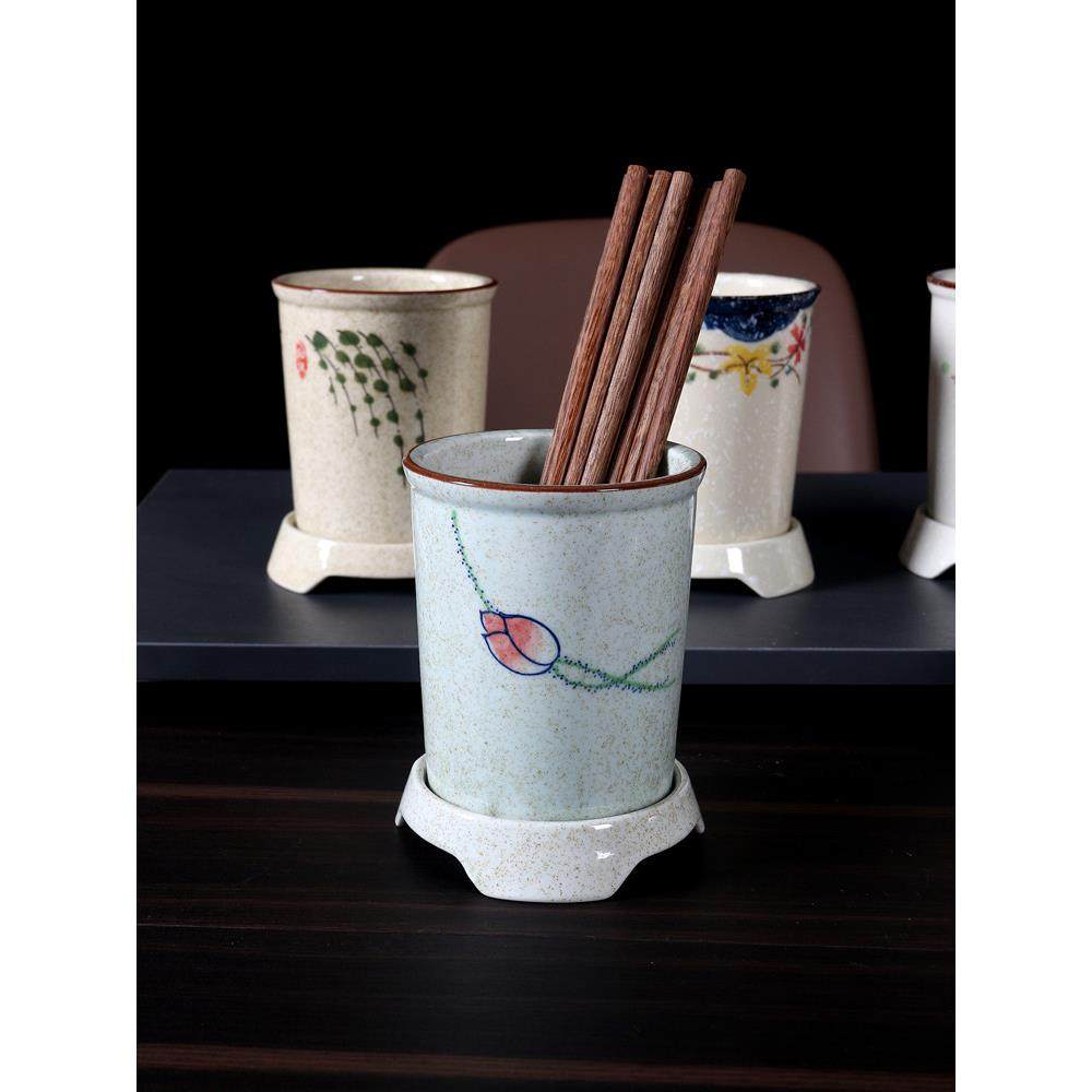 釉下彩色筷子桶创意覆古筷子桶大陶瓷筷子桶家用筷子笼排水筷子储,淘宝优惠券,粉丝福利购,淘宝优惠卷