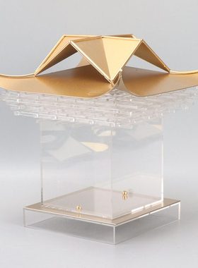 现代新中式创意亚克力宝塔摆件样板间轻奢客厅玄关博古架软装饰品