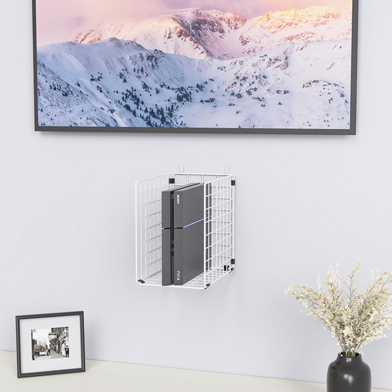 家用简易墙上壁挂PS4 prso游戏机置物架Xbox铁艺支架switch竖立架 - 图1