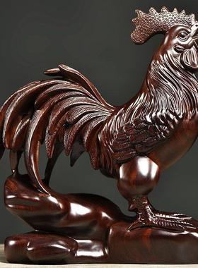花梨木雕鸡摆件黑檀十二生肖雄鸡实木家居客厅装饰大公鸡吉庆送礼