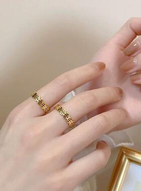 聚宝福甄选好物钱多多戒指香港正品纯沙金铜钱指环素圈金色对戒子