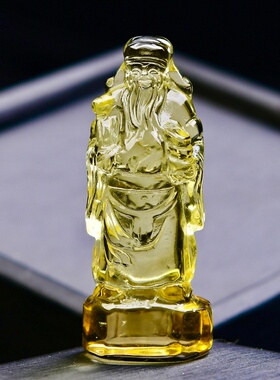 天然原矿黄水晶手工雕刻福禄寿三星高照精致小摆件摆饰居家办公速