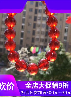 天然橙红色石榴石手链单圈圆珠手串女款珠链珠串颗颗饱满规格11mm