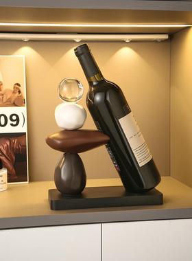 轻奢石来运转玄关餐边柜红酒架摆件家居客厅酒柜电视柜装饰品酒托