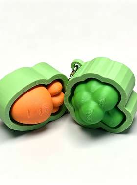 3D打印西兰花胡萝卜猫爪点击器指尖解压玩具便携钥匙扣创意礼物