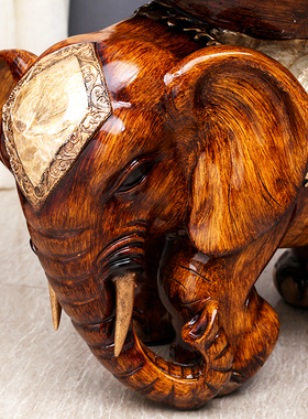 欧式大象换鞋凳摆件特大号门口换鞋凳子招财象仿实木装饰乔迁礼品