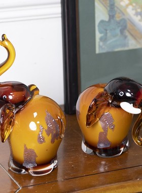 柏梵轻奢琉璃大象摆件高档招财吉象高升酒柜客厅办公桌装饰摆件