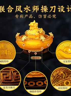招财貔貅聚宝盆摆件客厅办公室桌面皮丘聚财装饰店铺乔迁开业礼品